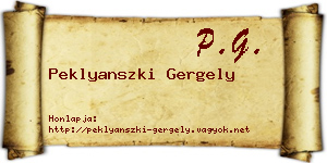 Peklyanszki Gergely névjegykártya